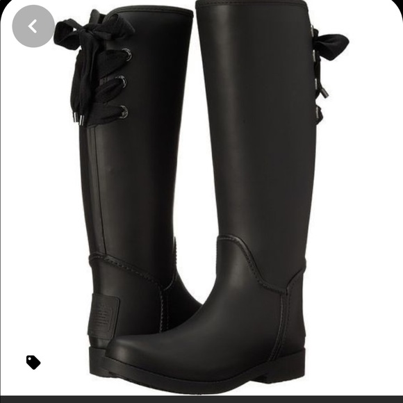Coach rain boots!!! Corset tie! Size 8